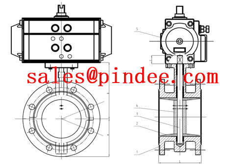 Pneumatic Flanged Butterfly Valve drawing