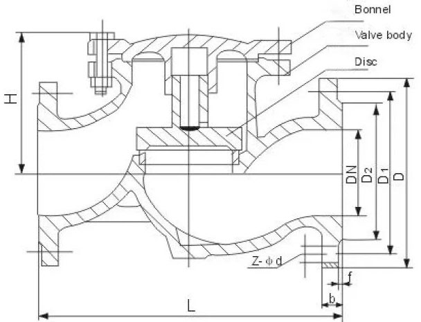 Flanged-Lift-Check-Valve-drawing