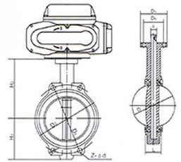 Electric-Soft-Sealing-Wafer-Butterfly-Valve-drawing