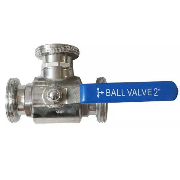 Sanitary Threaded 3 Way Ball Valve T/L port 