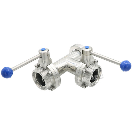 Sanitary Threaded 3 Way Butterfly Valves with Linkage Level 