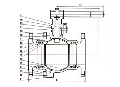 PTFE-Seat-Flanged-Ball-Valve-Drawing