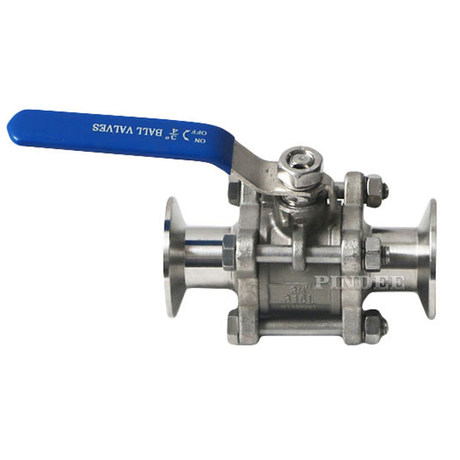 Sanitary 3 Piece Ball Valve With Manual Lever