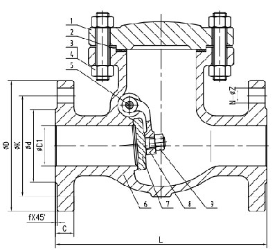 Ductile-Iron-Swing-Check-Valve-drawing