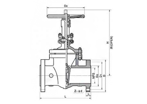 Stainless-Steel-Flanged-Gate-Valve Drawing