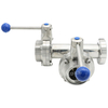 Sanitary Threaded 3 Way Butterfly Valves with Linkage Level 